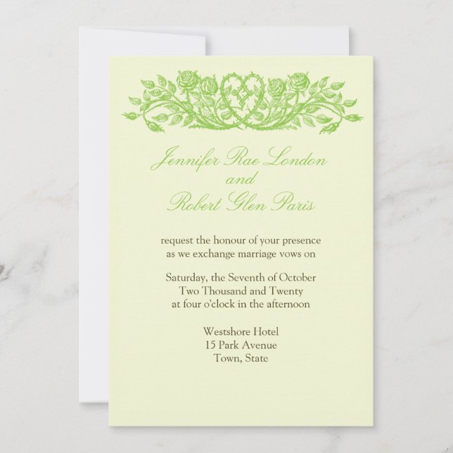 Fancy Floral Hearts Wedding Weddings Invite (Front)