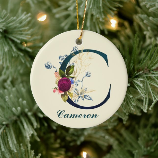 Fancy Floral Letter 'C' Ceramic Tree Decoration (Tree)