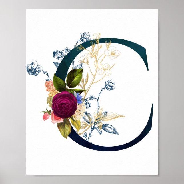 Fancy Floral Letter 'C' Poster (Front)