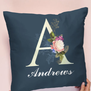 Fancy Floral Monogram A II Cushion