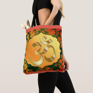 Fancy Floral Om  Tote Bag