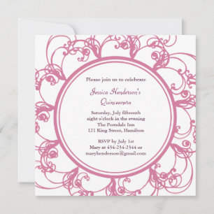 Fancy Floral Quinceanera Invite (pink)