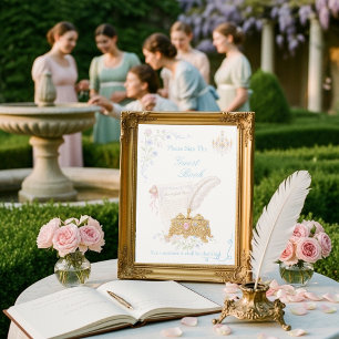 Fancy Floral Regency Era Guest Book  Sign Invitation