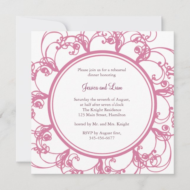 Fancy Floral Rehearsal Dinner Invitation (Front)