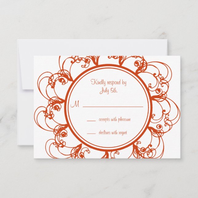 Fancy Floral RSVP (orange) Card (Front)