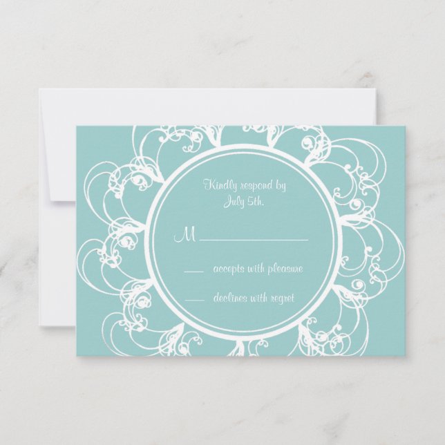 Fancy Floral RSVP (turquoise) (Front)