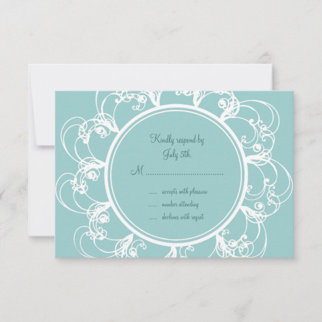 Fancy Floral RSVP (turquoise) (Front)