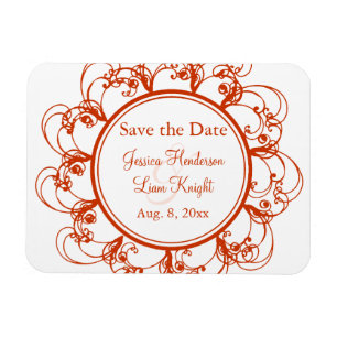 Fancy Floral Save the Date Magnet (orange)