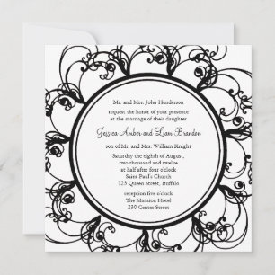 Fancy Floral Wedding Invitation (black/white)