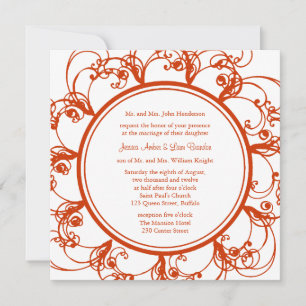 Fancy Floral Wedding Invitation (orange)