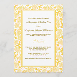 Fancy Floral Yellow Wedding Invitation