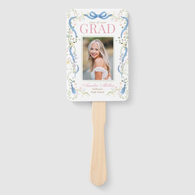 Fancy Florals Graduation Hand Fan (Front)