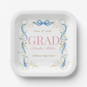 Fancy Florals Graduation Paper Plate