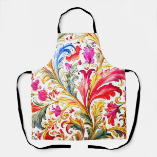 Fancy Florentine Design Watercolor Leaves Apron