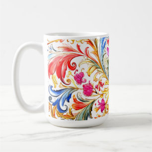 Fancy Florentine Design Watercolor Leaves Coffee Mug