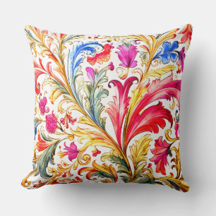 Fancy Florentine Design Watercolor Leaves Cushion