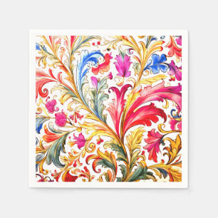 Fancy Florentine Design Watercolor Leaves Napkin