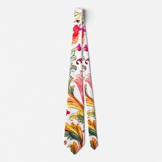 Fancy Florentine Design Watercolor Leaves Tie (Front)