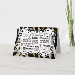 Fancy Flourishes and Zebra Chalkboard Text Thank Y You Card