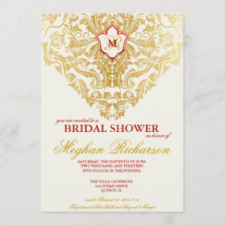 Fancy Flourishes Golden Bridal Shower Invitation