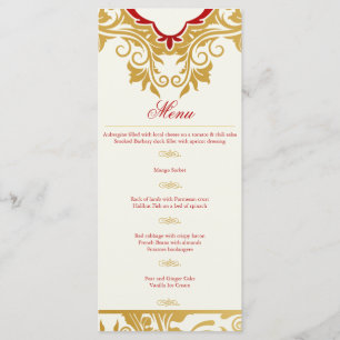 Fancy Flourishes Golden Indian Arabic Wedding Menu