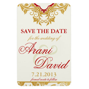 Fancy Flourishes Golden  Save the Date Magnets