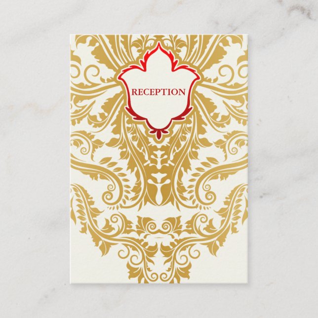 Fancy Flourishes Golden Wedding Reception Cards (Front)