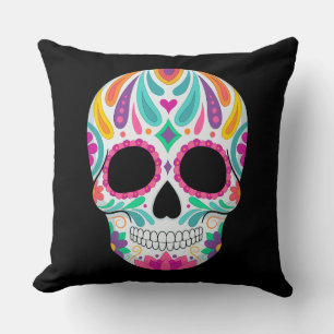 Fancy Flowered Sugar Skull Cushion