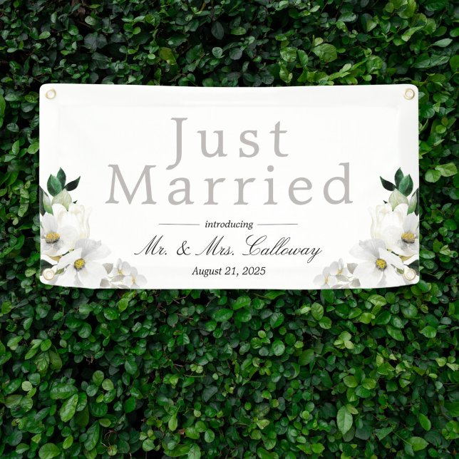 Fancy Flowers Just Married Car Banner (Creator Uploaded)