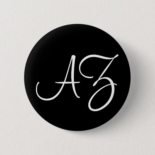 Fancy Font: Black and White 6 Cm Round Badge (Front)