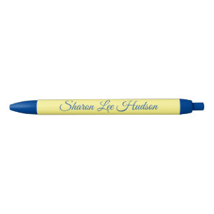 Fancy Font Blue & Yellow Ink Pen
