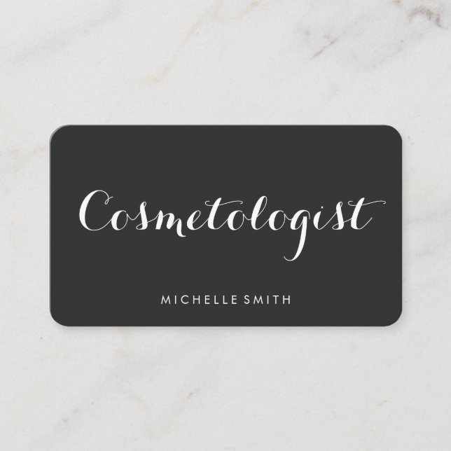 Fancy Font Minimalist Dark Grey Business Card (Front)