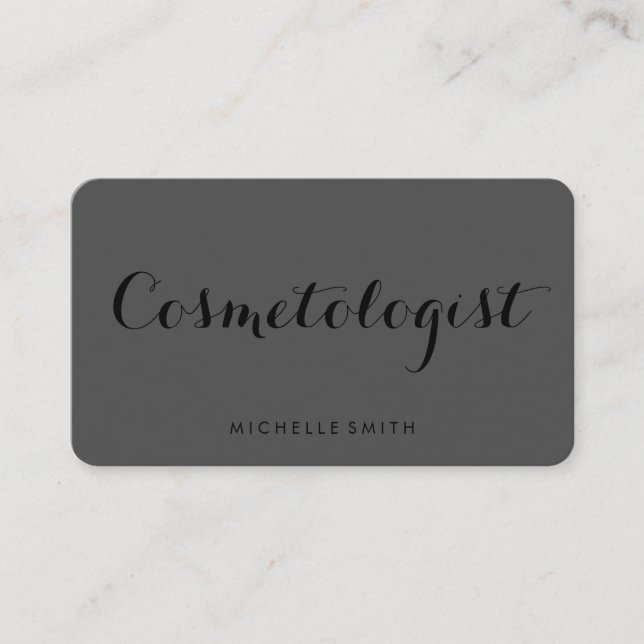 Fancy Font Minimalist Grey Black Business Card (Front)