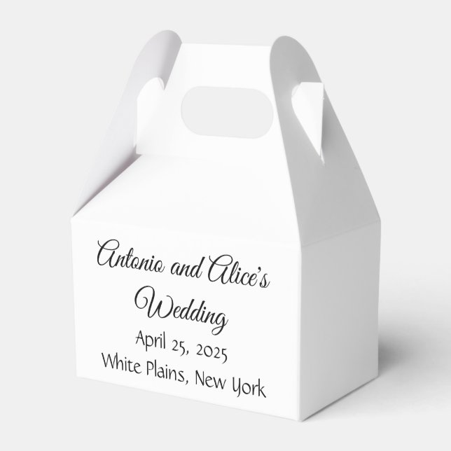 Fancy Font: White Wedding Favour Box (Front Side)