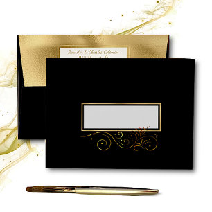 Fancy Formal Black & Gold Invitation Envelope