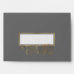 Fancy Formal Grey & Gold Invitation Envelope