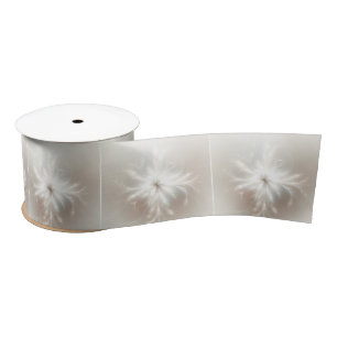 Fancy Fractal Snowflakes Satin Ribbon