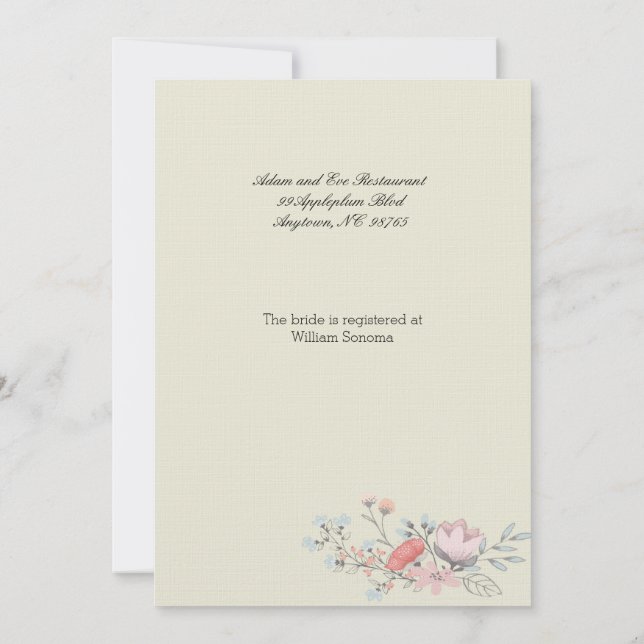 Fancy Frame 5x7 Bridal Shower Invitation (Back)