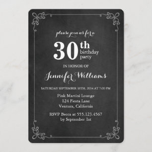 Fancy Frame Vintage Chalkboard Birthday Party Invitation