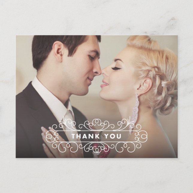 FANCY FRAME | WEDDING THANK YOU POST CARD (Front)