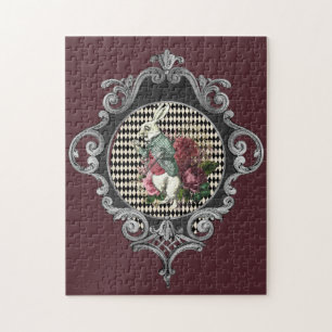Fancy Frame White Rabbit Collage Jigsaw Puzzle