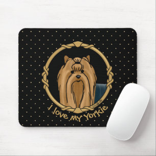 Fancy Frame Yorkshire Terrier Yorkie Portrait Cute Mouse Pad
