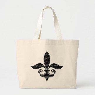 Fancy French Fleur De Lis with French Script Large Tote Bag