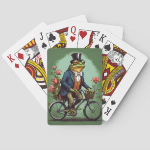 Fancy Frog on Bicycle - Quirky Design Playing Cards