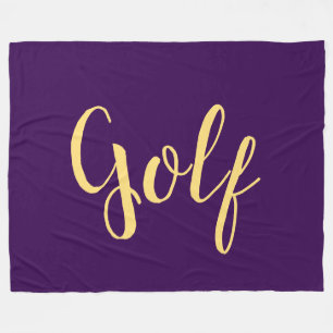 Fancy Fun GOLF Script Deep Purple Background Fleece Blanket