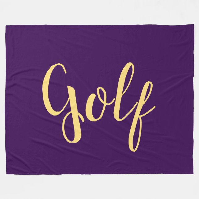 Fancy Fun GOLF Script Deep Purple Background Fleece Blanket (Front (Horizontal))