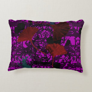 Fancy Ginkgo Grunge Accent Pillow Purple