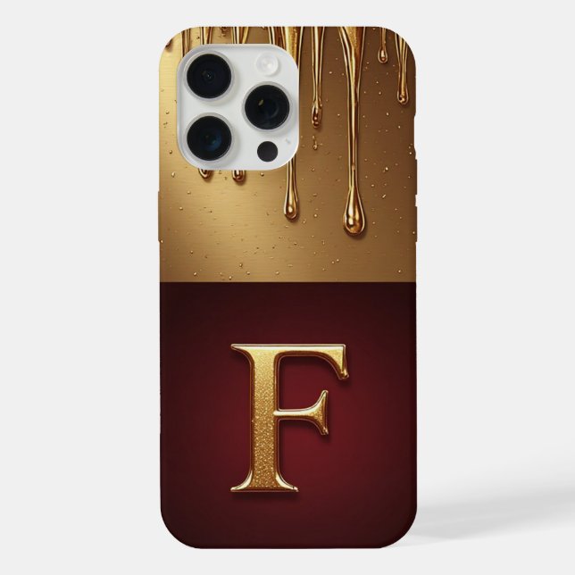 💎 Fancy Glitter F Monogram With Dripping Liquid iPhone Case (Back)