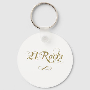 Fancy Gold 21st Birthday Key Ring