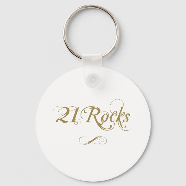 Fancy Gold 21st Birthday Key Ring (Front)